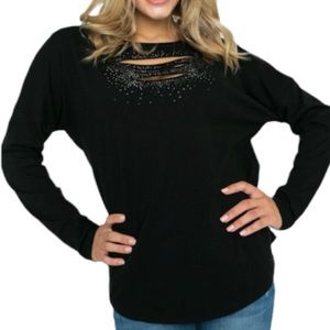 VOCAL laser cut crystals top L black
